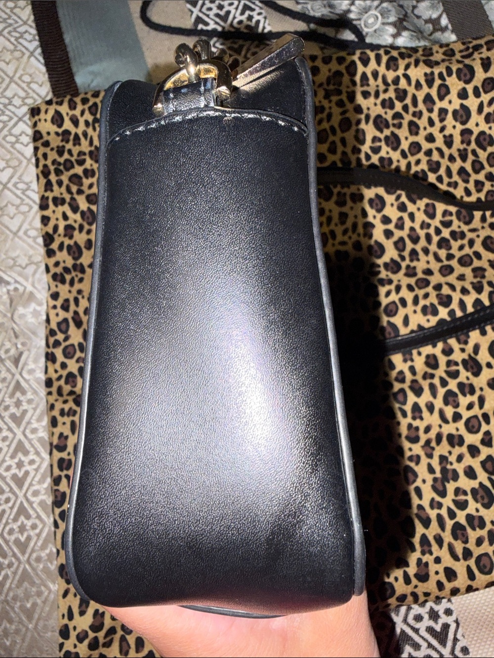 Michael Kors Black Leather 'LOVE' Studded Crossbody Bag with Gold Accents - Picture 10 of 13
